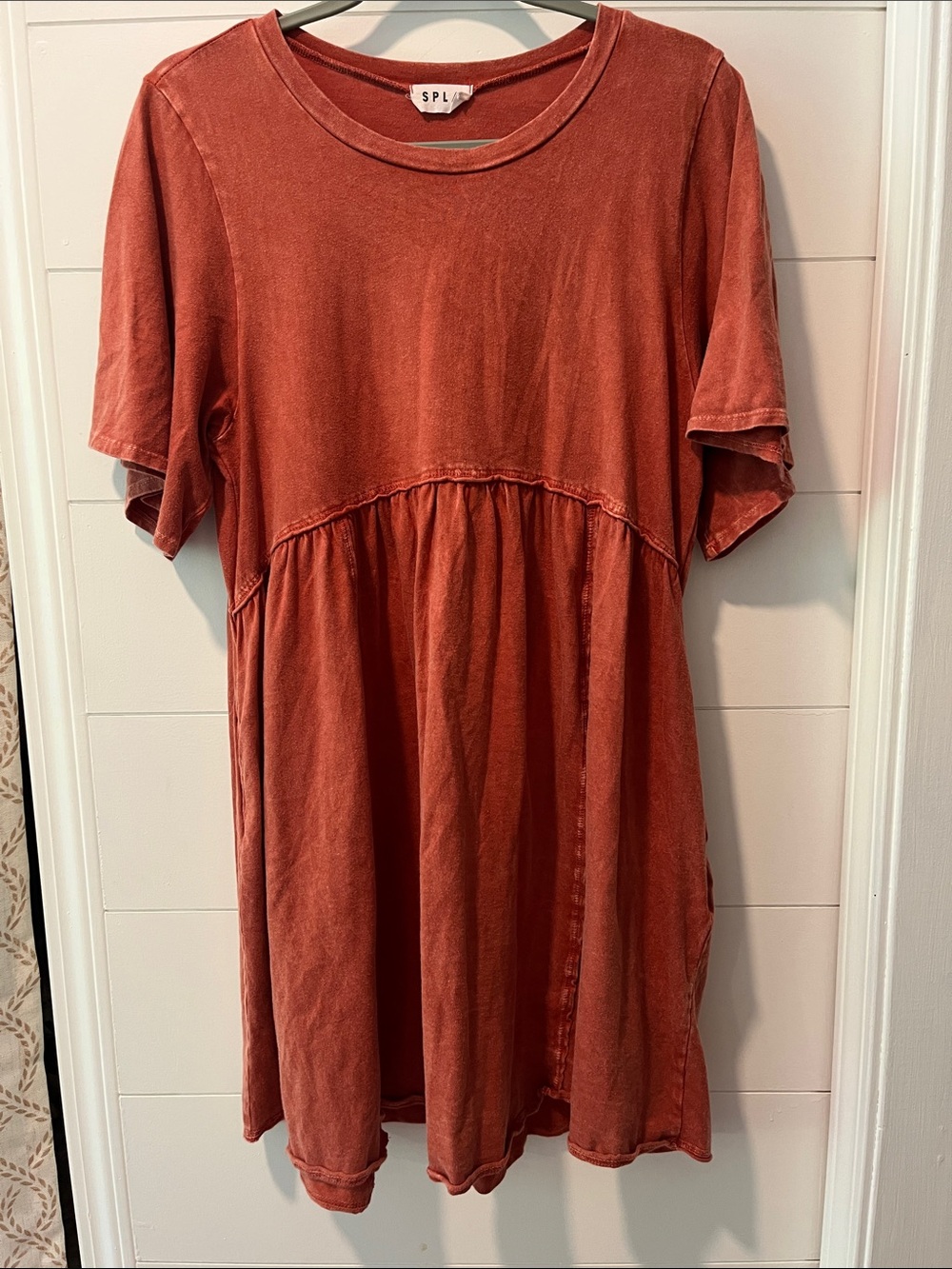 Splash Rust Orange Babydoll Midi Dress